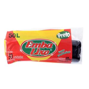 Saco de Lixo Super Econômico 50L Preto 63x80cm 0,016 PT 50 UN Embalixo