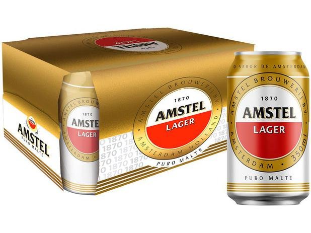 Cerveja AMSTEL Lager Lata 350ml - Pack com 12 Unidades