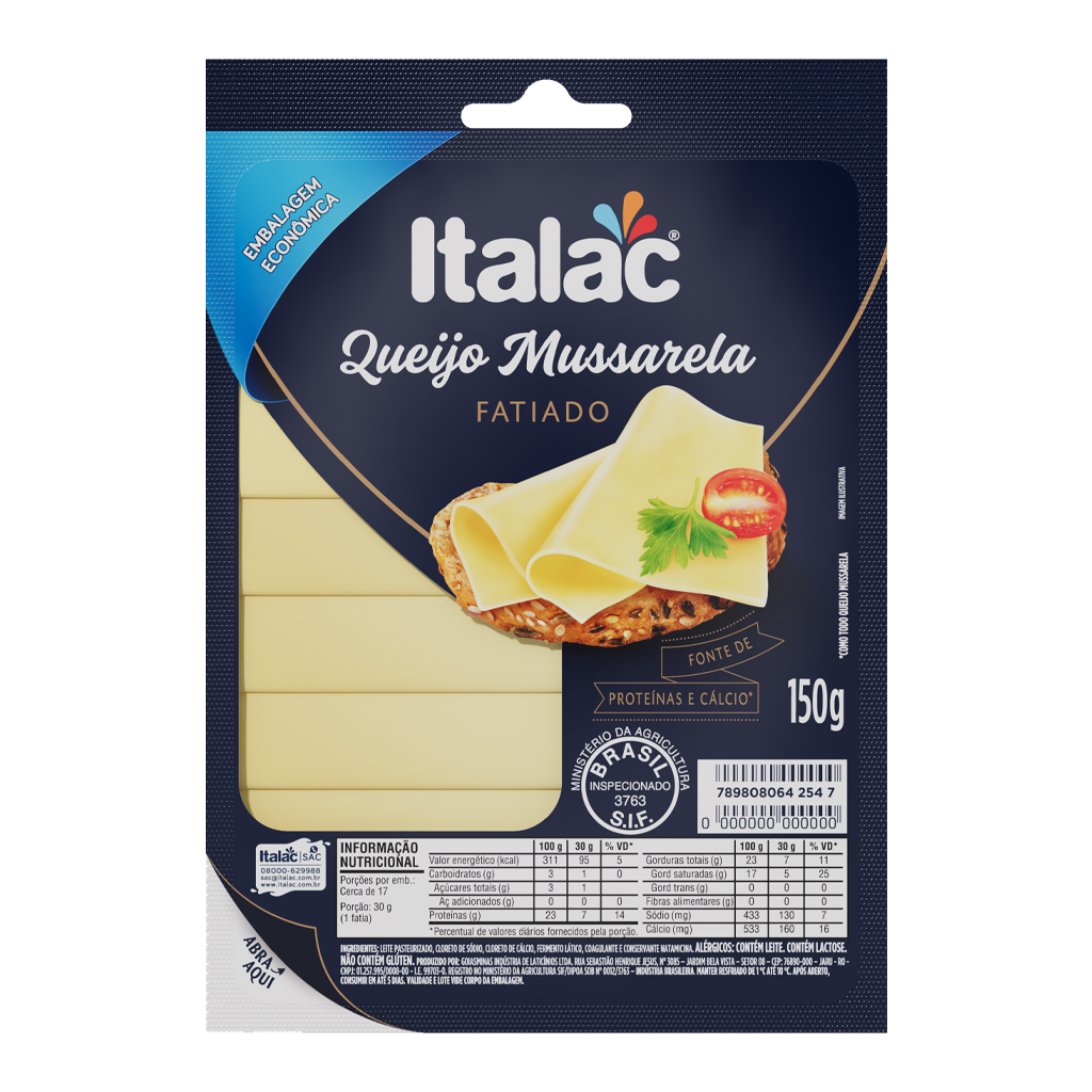 Queijo Mussarela Fatiado 150g Italac