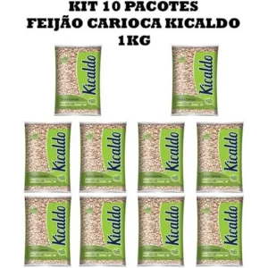 Kit 10 Pacotes Feijão Carioca Kicaldo 1kg