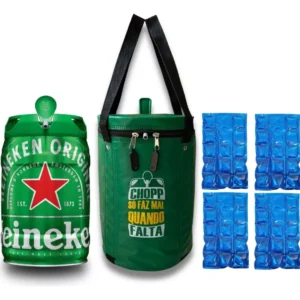 Kit Barril Chopp Heineken 5l + Bolsa Térmica C/4 Cartela Gel